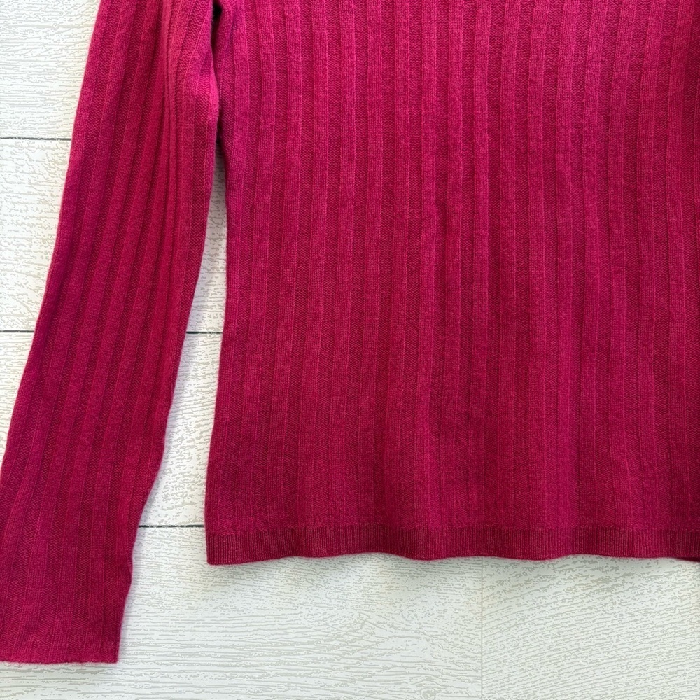 NAADAM Raspberry Pink Cashmere Ribbed Lightweight Sweater, Size XS - Picture 6 of 10